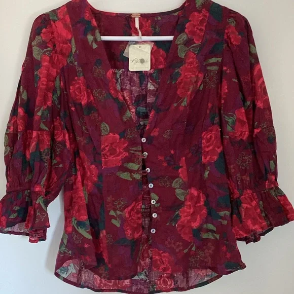 NWT Free the People Floral Blouse - Picture 8 of 8